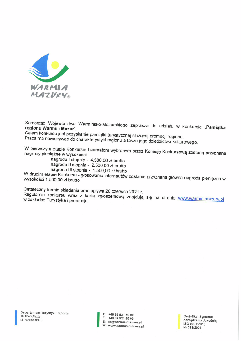 Pamiatka Regionu Warmii i Mazur